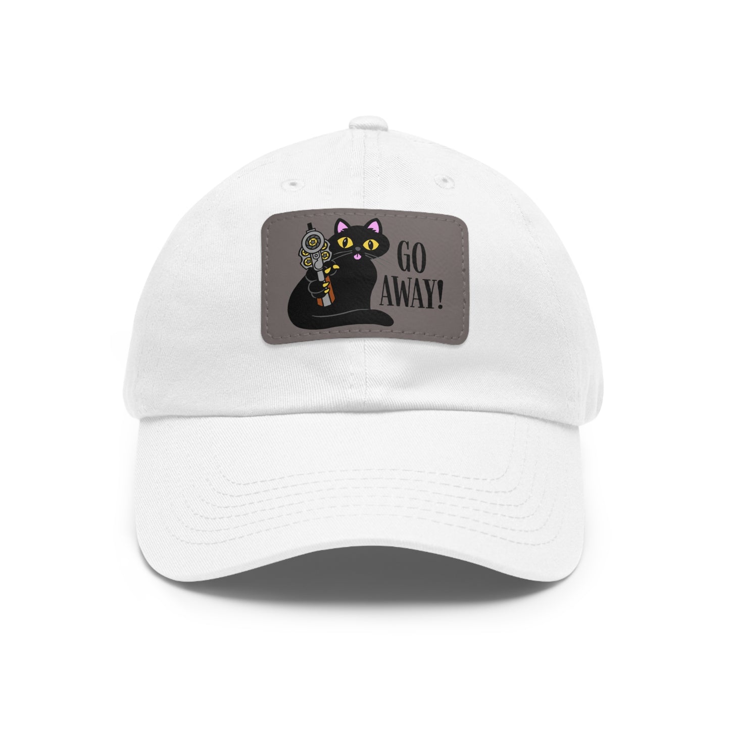 Go Away! Dad Hat with Leather Patch (Rectangle)