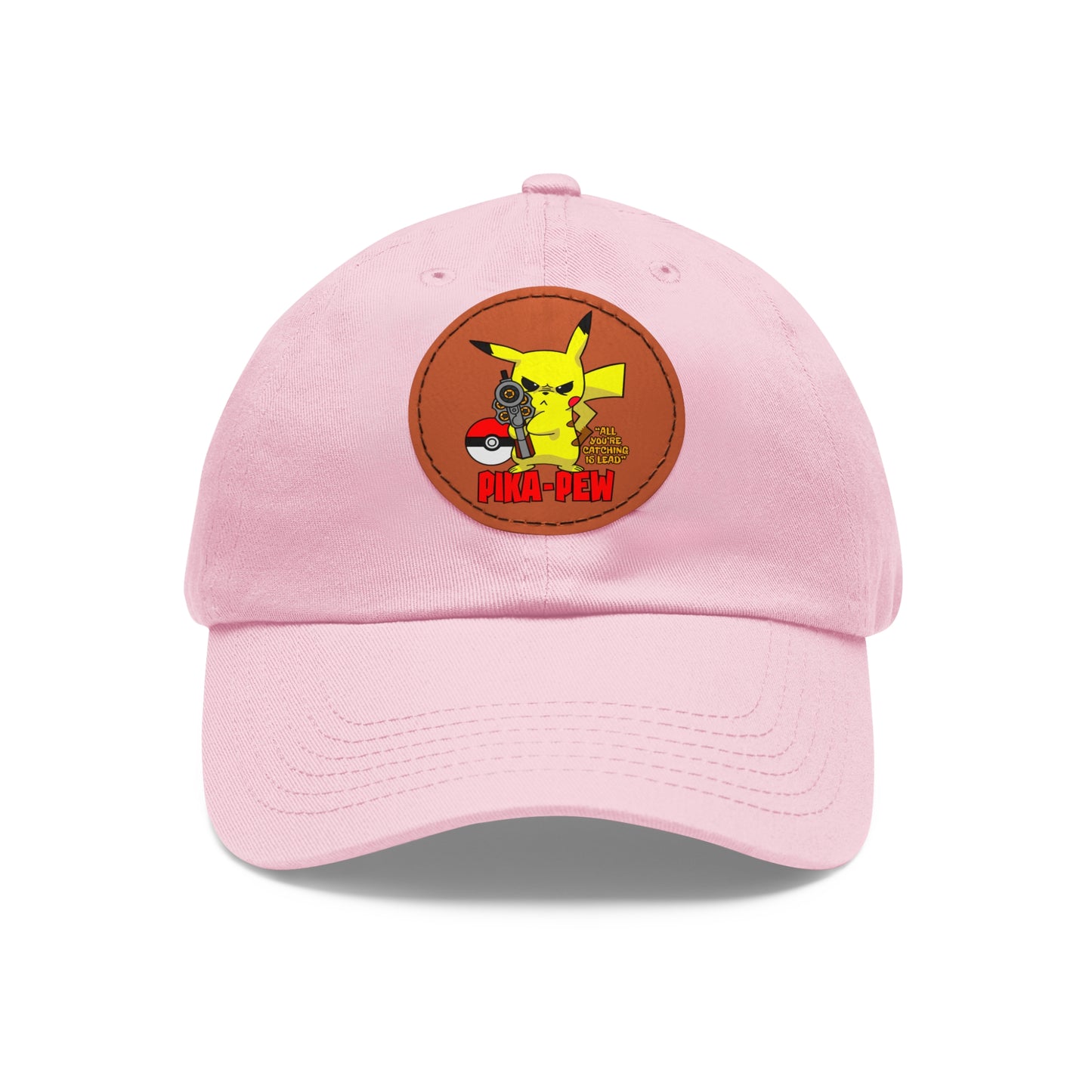 P-Pew Dad Hat with Leather Patch (Round)