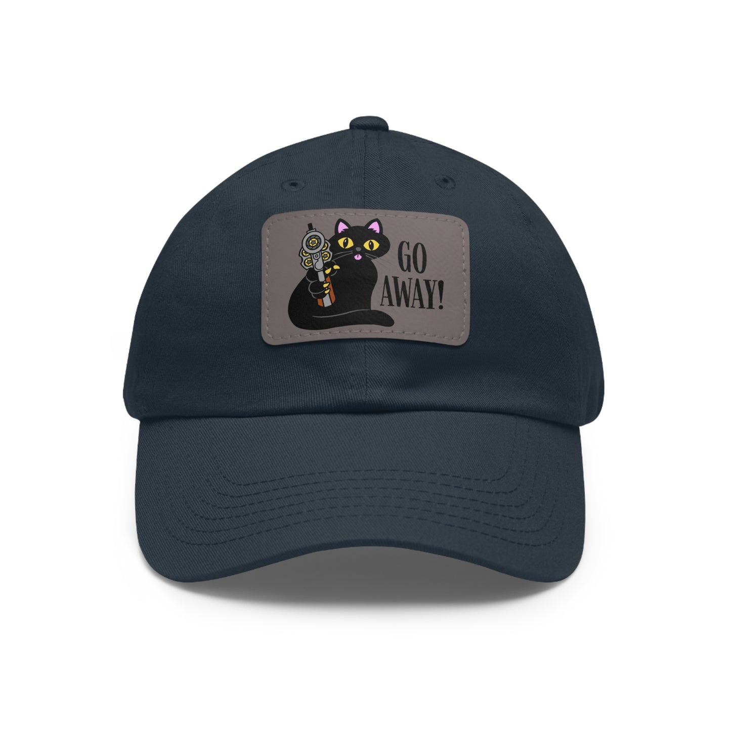 Go Away! Dad Hat with Leather Patch (Rectangle)