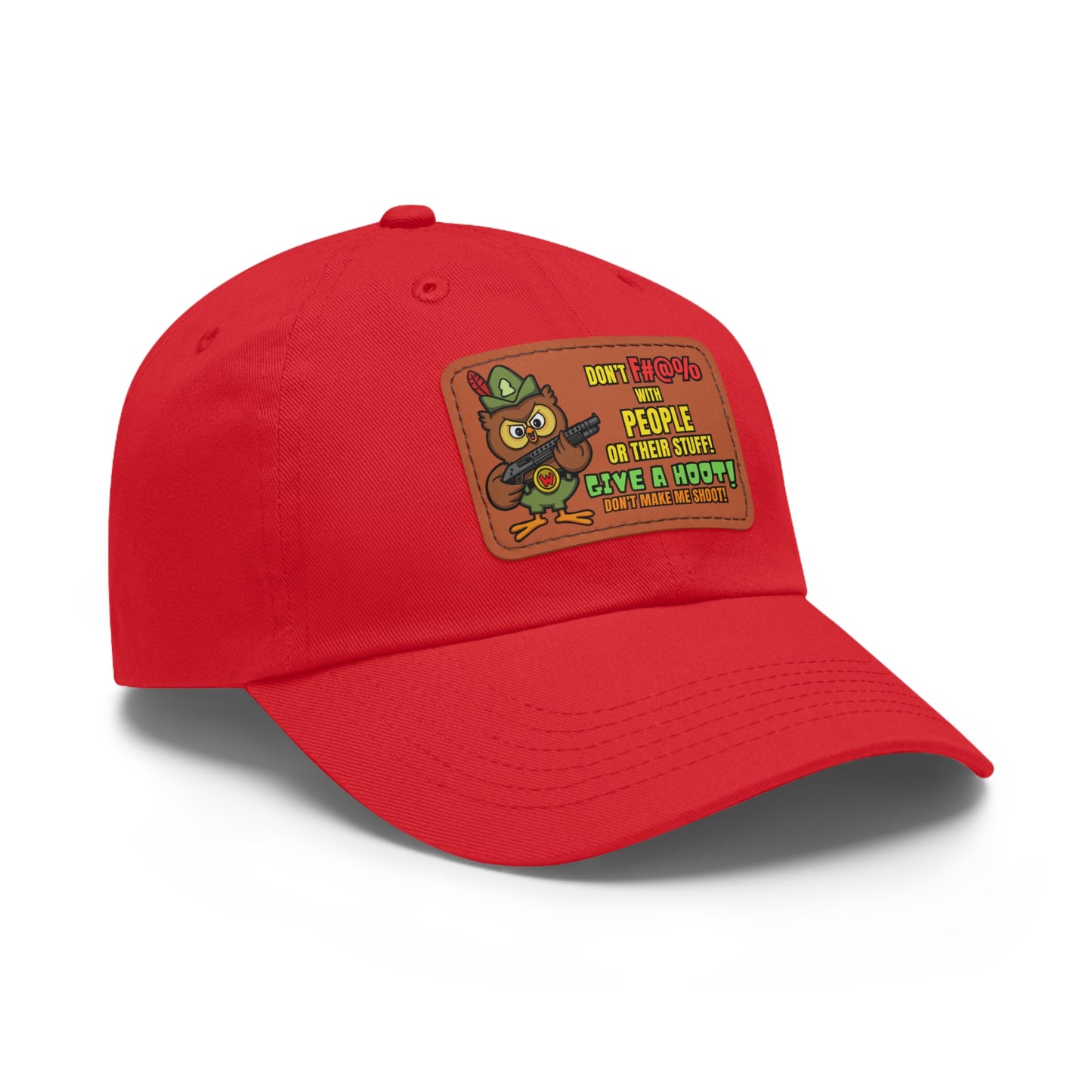 Give a Hoot! Dad Hat with Leather Patch (Rectangle)