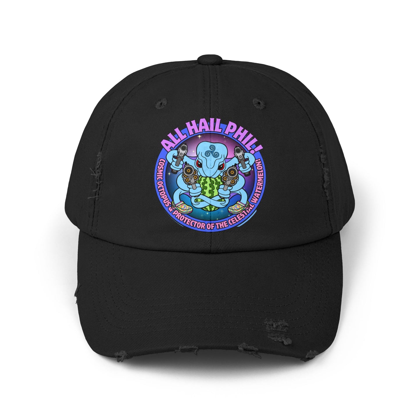 Cosmic Octopus! Unisex Distressed Cap