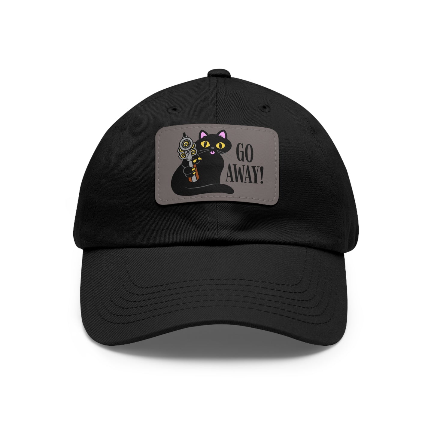 Go Away! Dad Hat with Leather Patch (Rectangle)