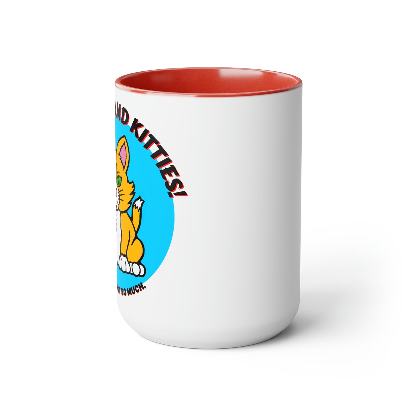 GUNS & KITTIES LOVE Two-Tone Coffee Mugs, 15oz