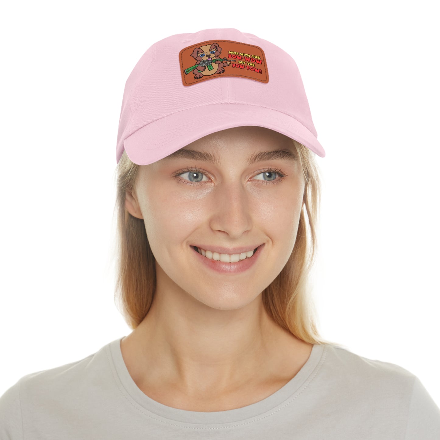 Bow-Wow/Pow-Pow! Dad Hat with Leather Patch (Rectangle)