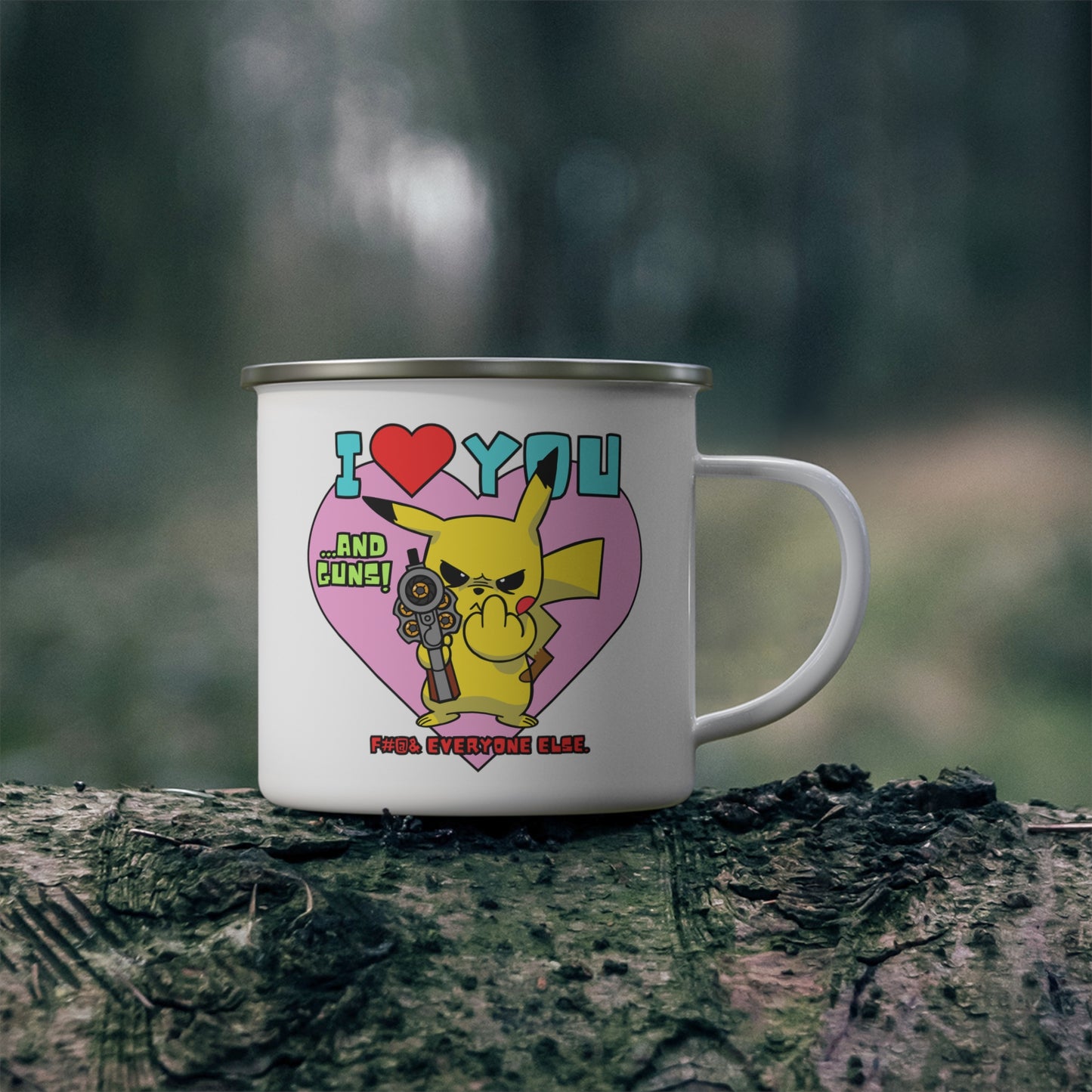 I Love You & Guns! Enamel Camping Mug