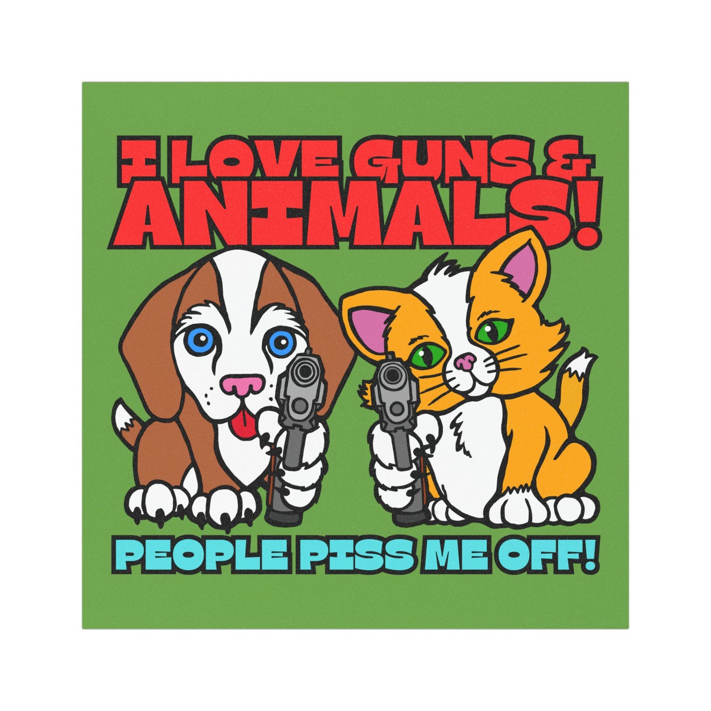 I Love Guns & Animals Car Magnets