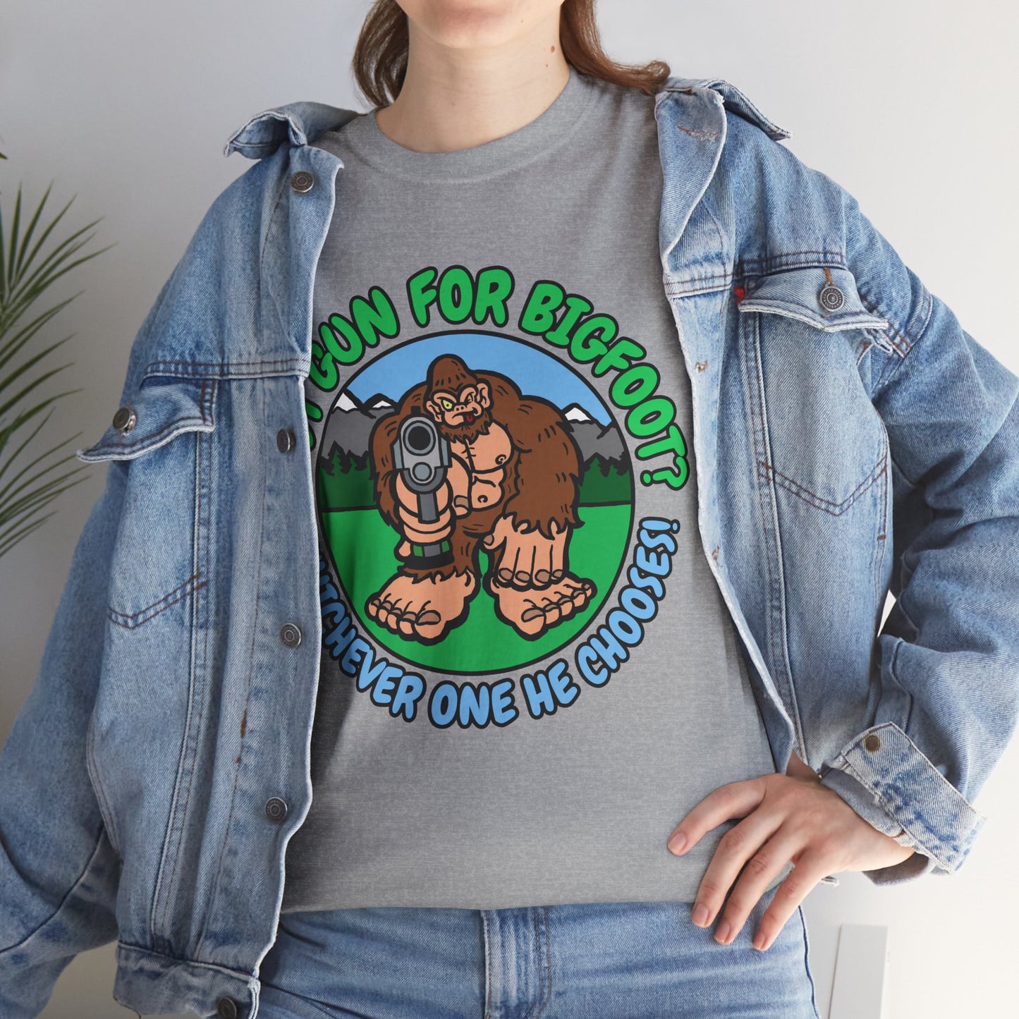 Best Gun for Bigfoot! Unisex Heavy Cotton Tee