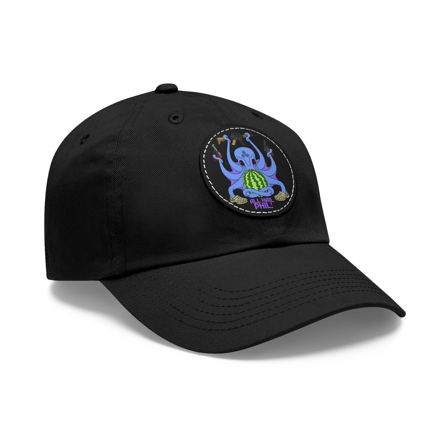 All Hail Phil! (clr) Dad Hat with Leather Patch (Round)