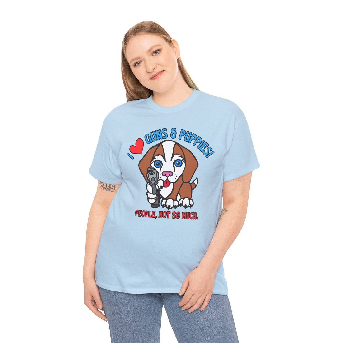 Guns & Puppies! Unisex Heavy Cotton Tee