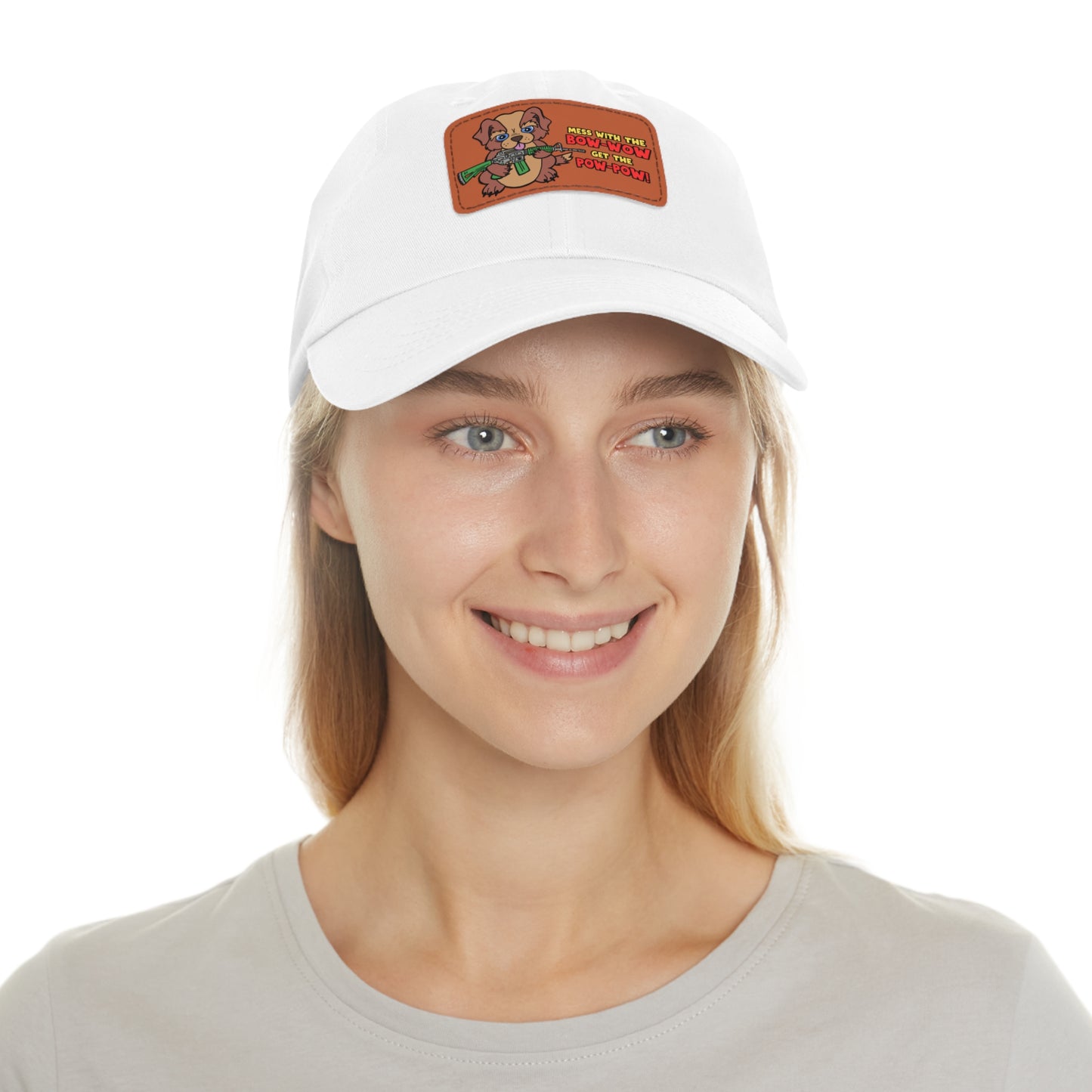 Bow-Wow/Pow-Pow! Dad Hat with Leather Patch (Rectangle)