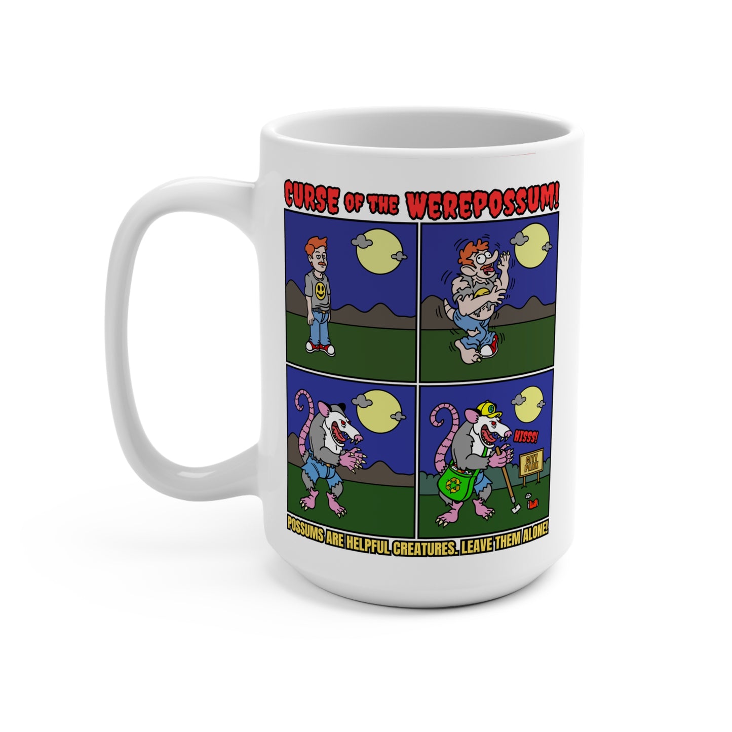 Curse of the Werepossum 15oz Mug - Fun, Quirky Design for Animal Lovers