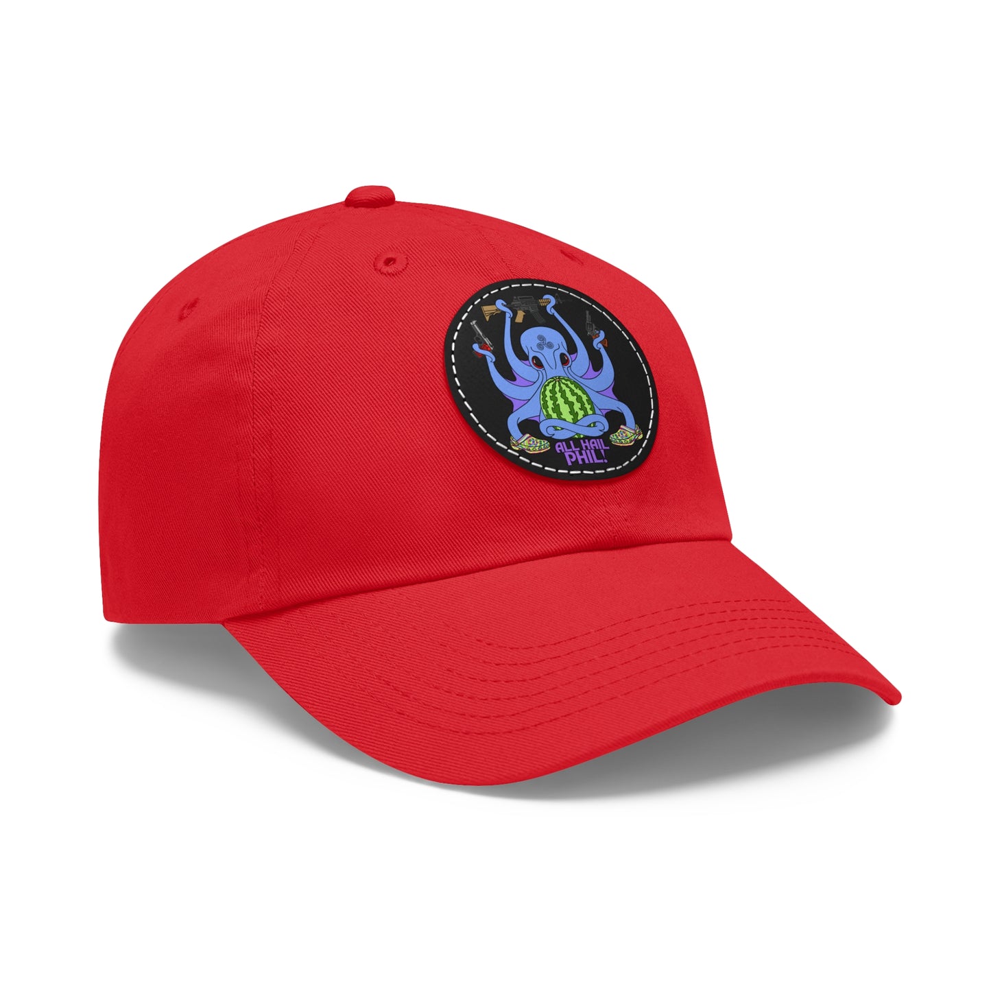 All Hail Phil! (clr) Dad Hat with Leather Patch (Round)