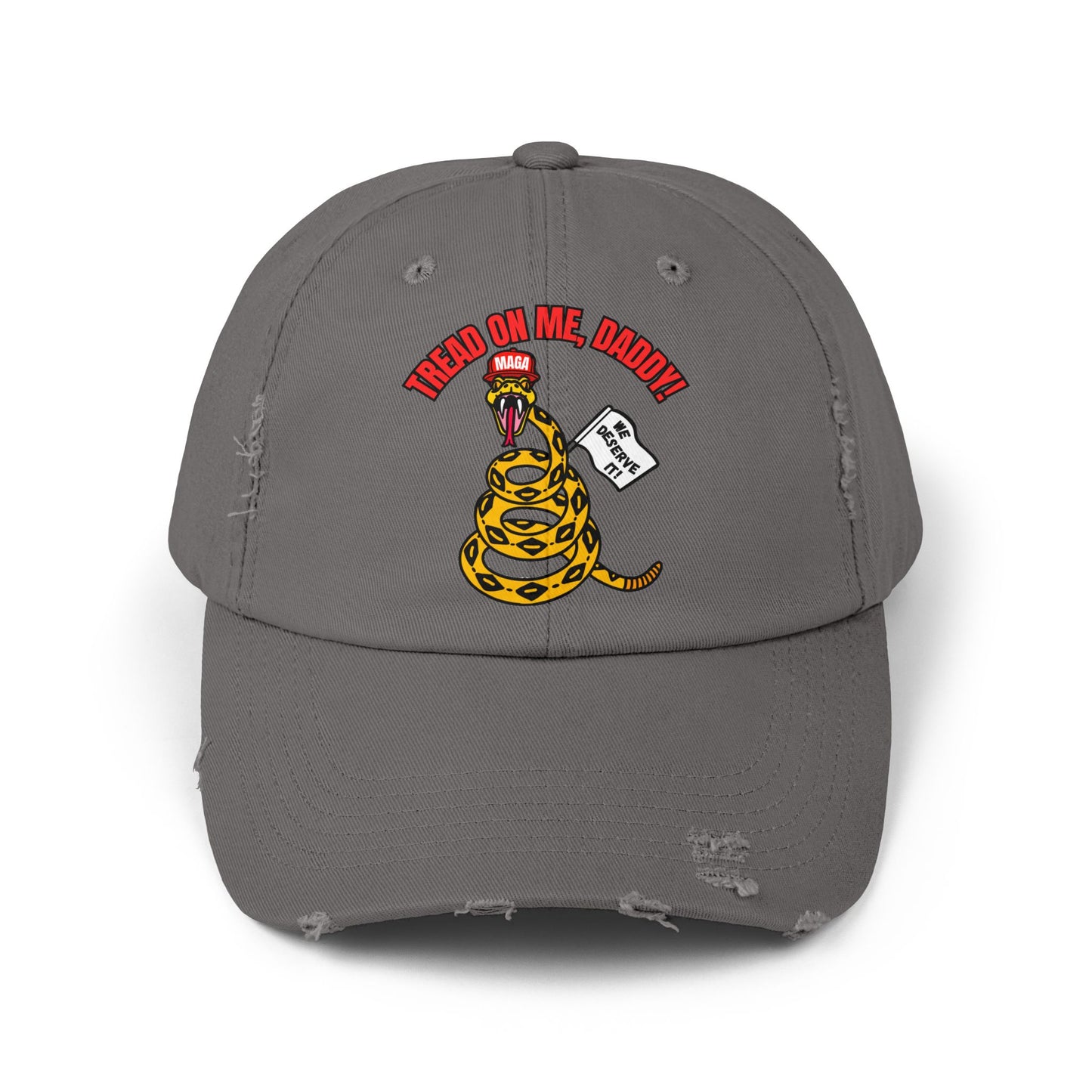 Tread On Me, Daddy! (MAGA) Unisex Distressed Cap