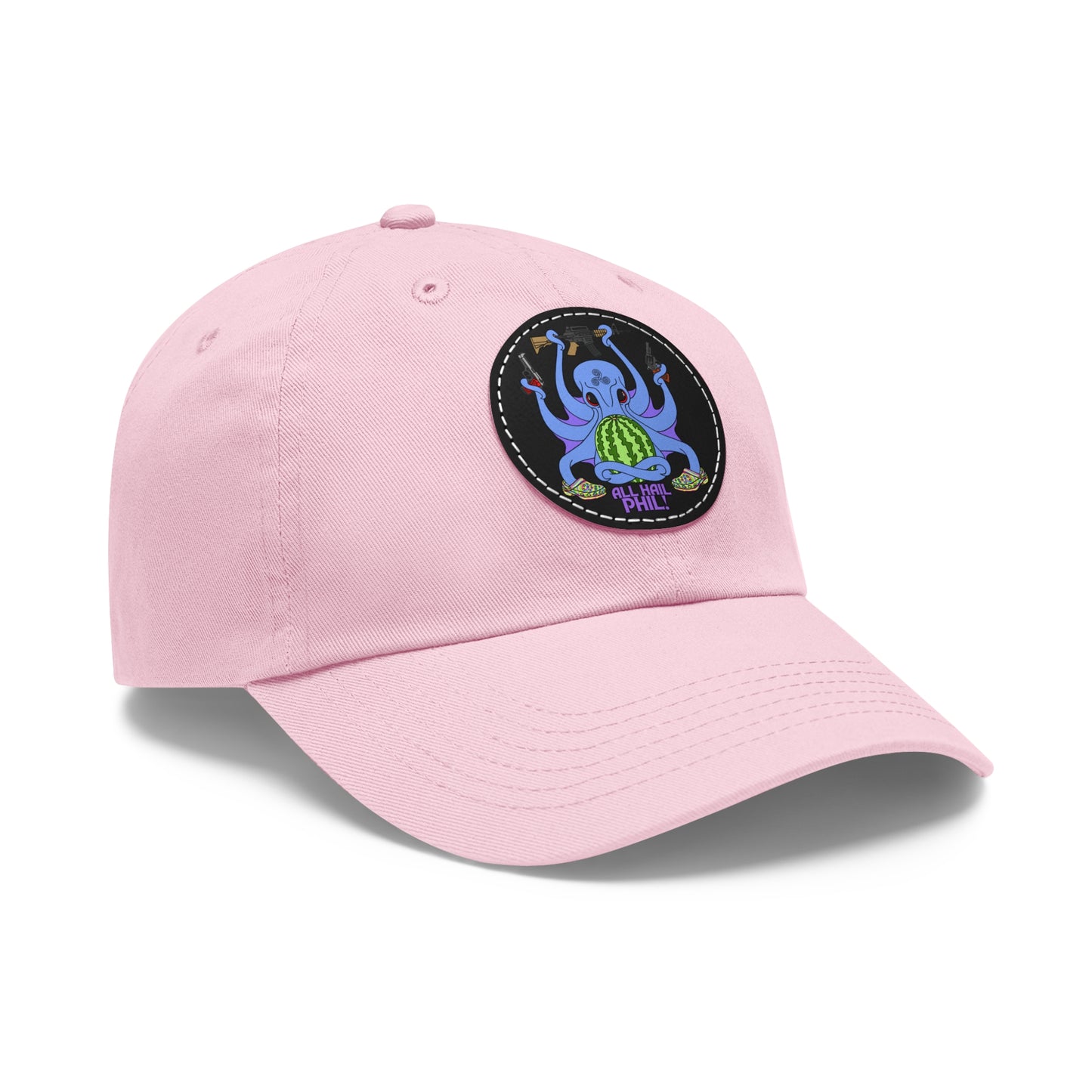 All Hail Phil! (clr) Dad Hat with Leather Patch (Round)