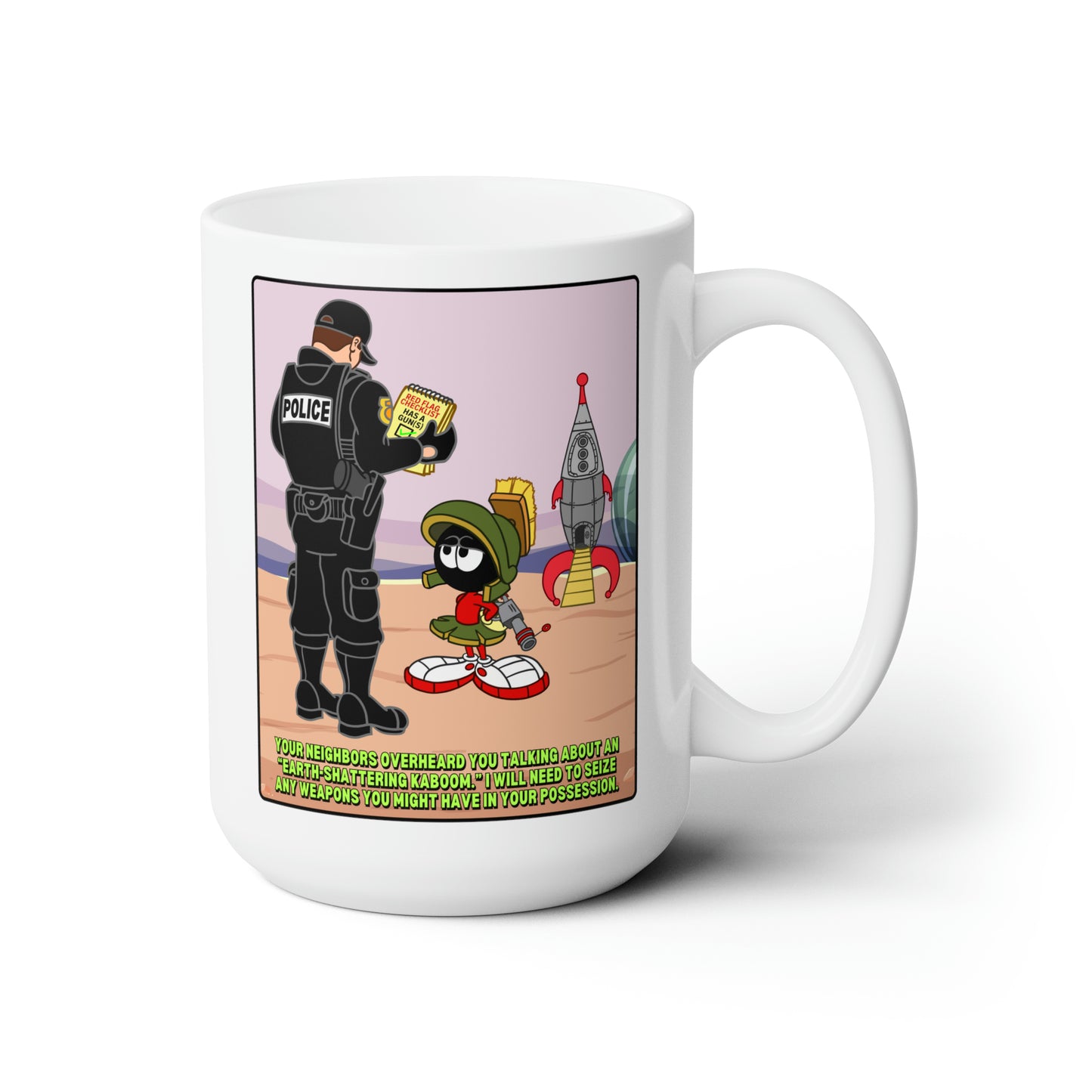 red Flagged & Green Ceramic Mug 15oz