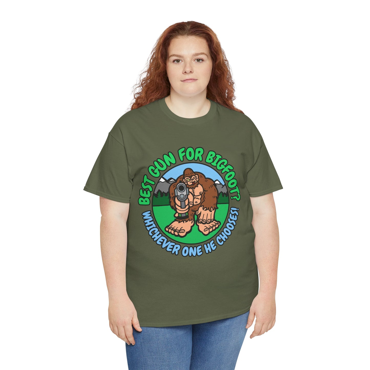 Best Gun for Bigfoot! Unisex Heavy Cotton Tee