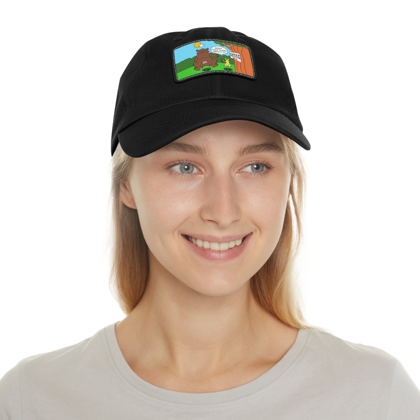 Bear & Rabbit Business! Dad Hat with Leather Patch (Rectangle)