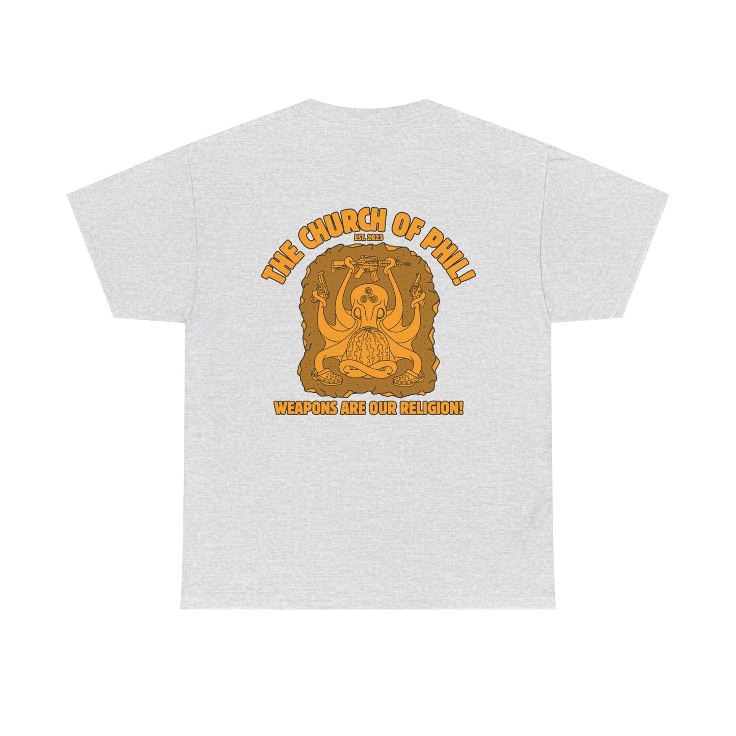 Weapons Are our Religion! Unisex Heavy cotton Tee (Back Side Print)