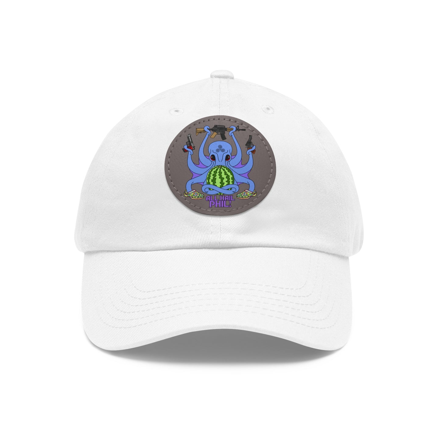 All Hail Phil! (clr) Dad Hat with Leather Patch (Round)