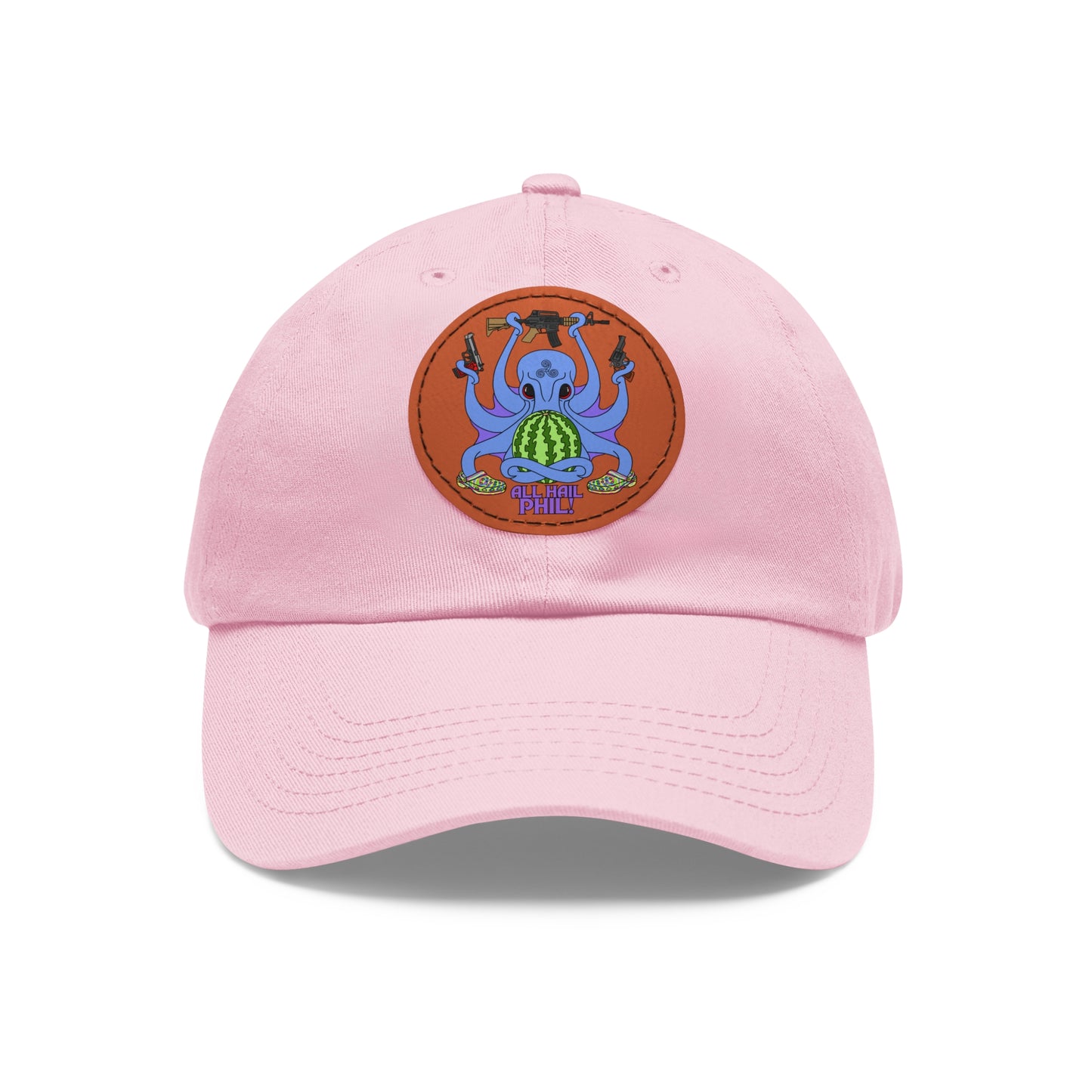 All Hail Phil! (clr) Dad Hat with Leather Patch (Round)