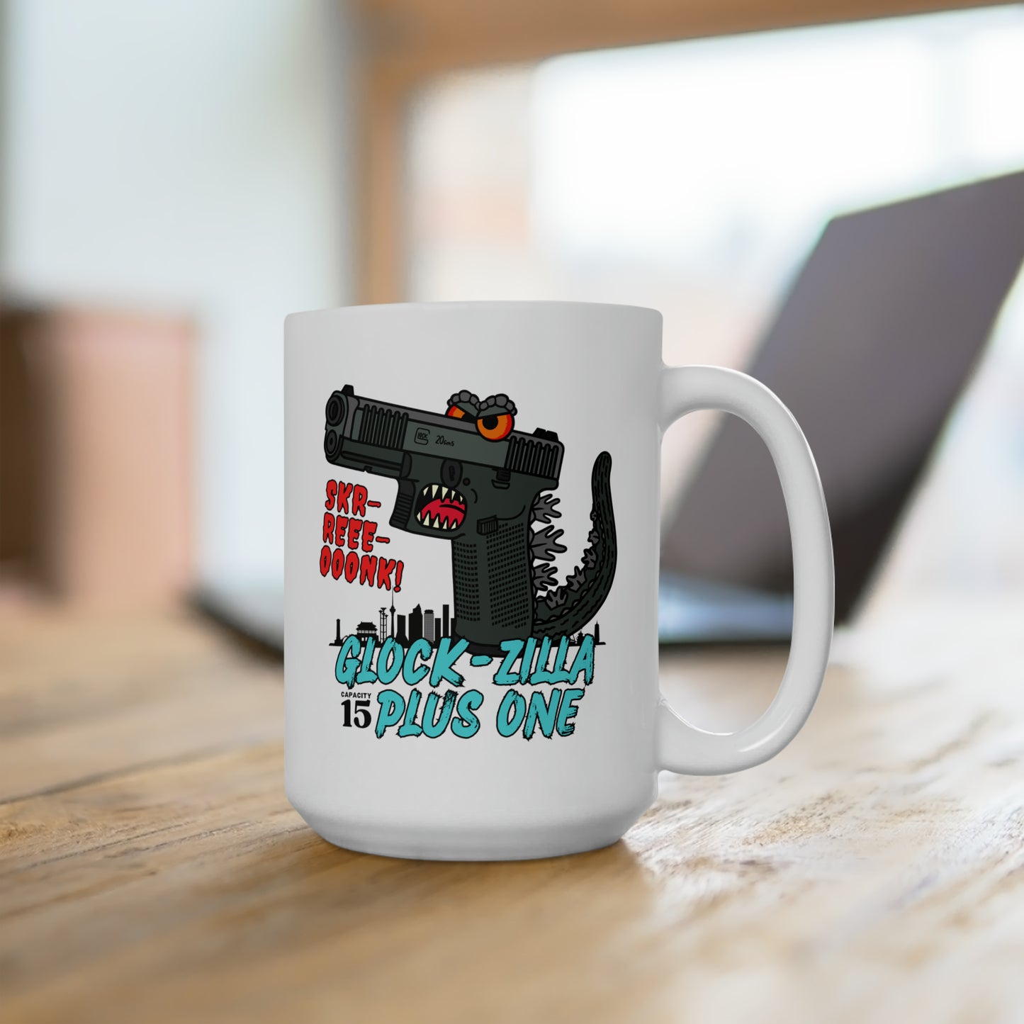 Glock-zilla (Cap15) Plus One! Ceramic Mug 15oz