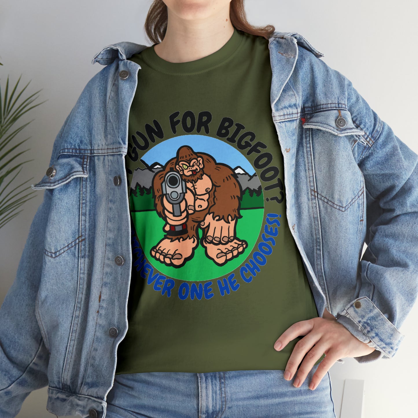 Best Gun for Bigfoot Unisex Heavy Cotton Tee