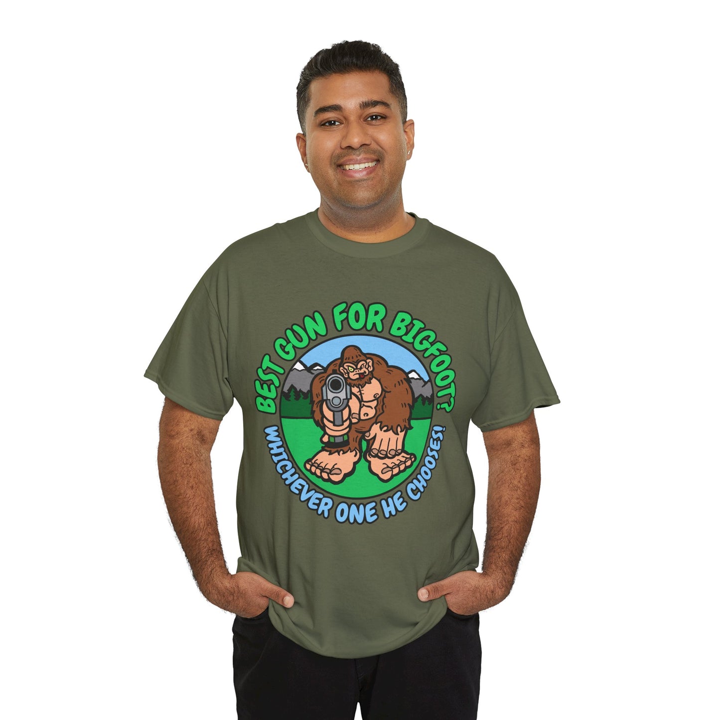 Best Gun for Bigfoot! Unisex Heavy Cotton Tee