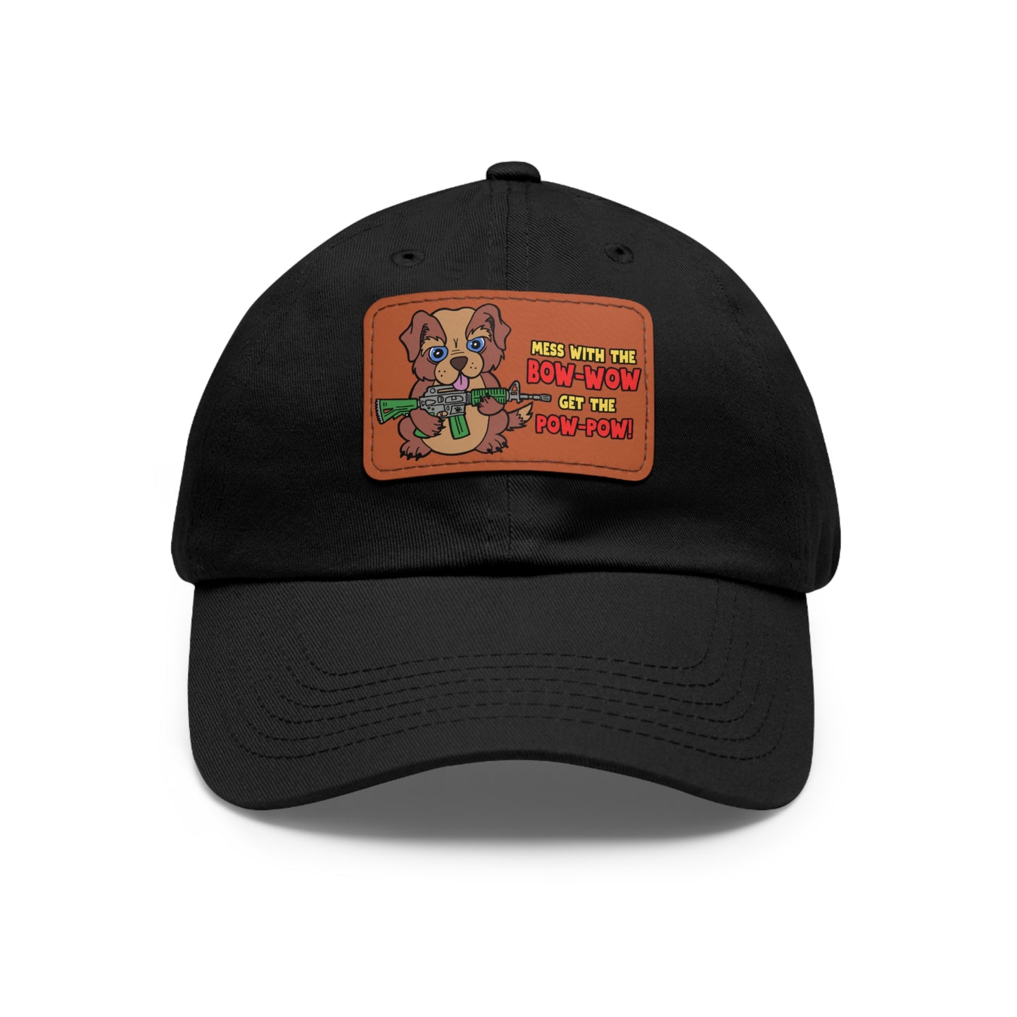 Bow-Wow/Pow-Pow! Dad Hat with Leather Patch (Rectangle)