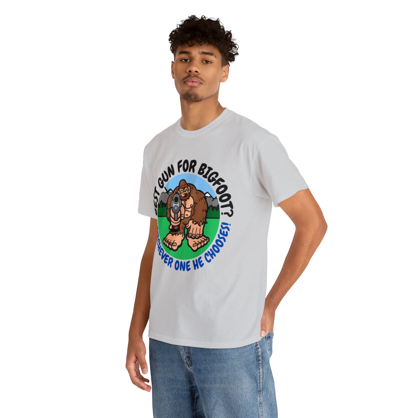 Best Gun for Bigfoot Unisex Heavy Cotton Tee