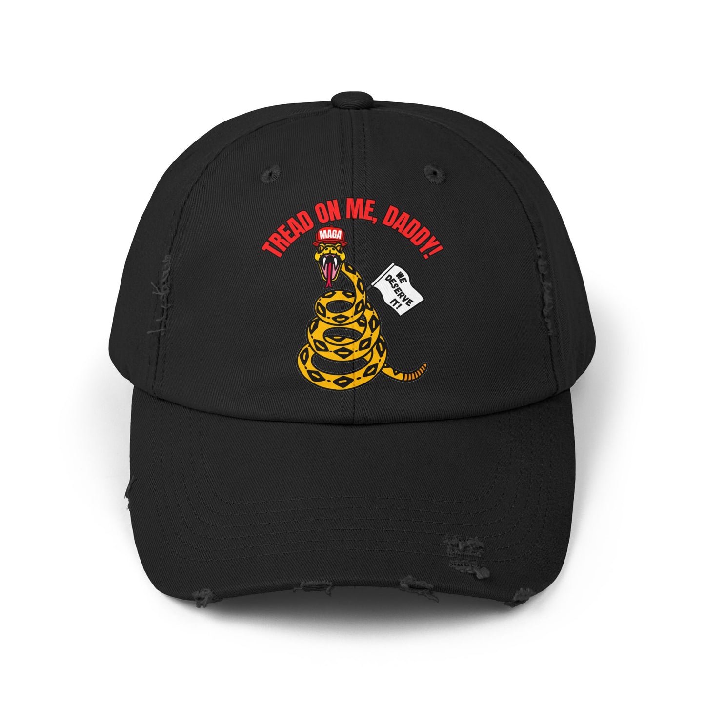 Tread On Me, Daddy! (MAGA) Unisex Distressed Cap
