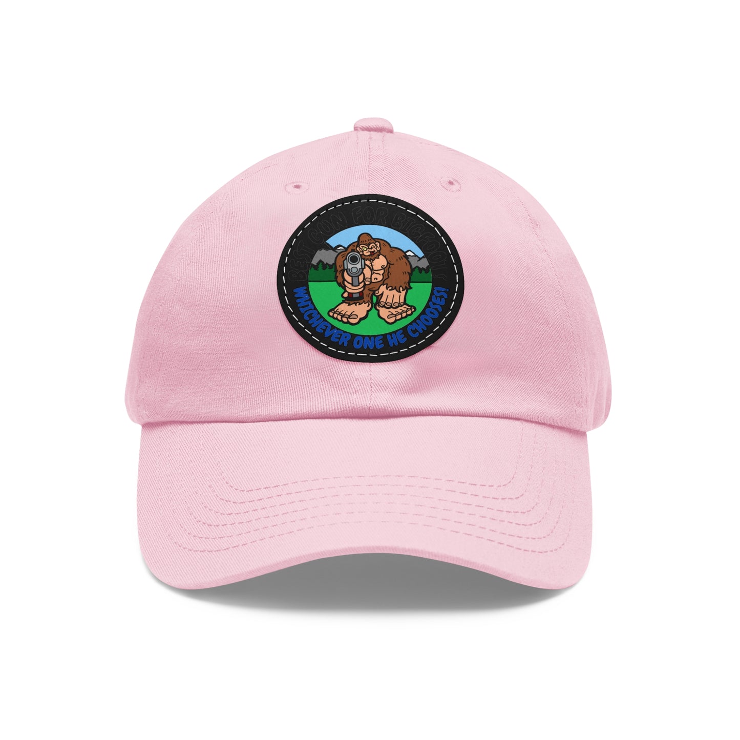 Best Gun for Bigfoot? Dad Hat with Leather Patch (Round)