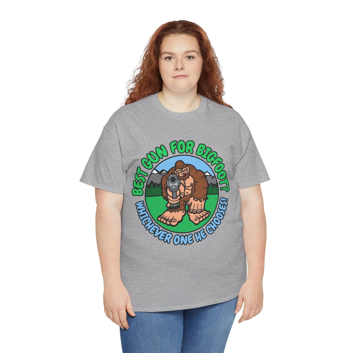 Best Gun for Bigfoot! Unisex Heavy Cotton Tee