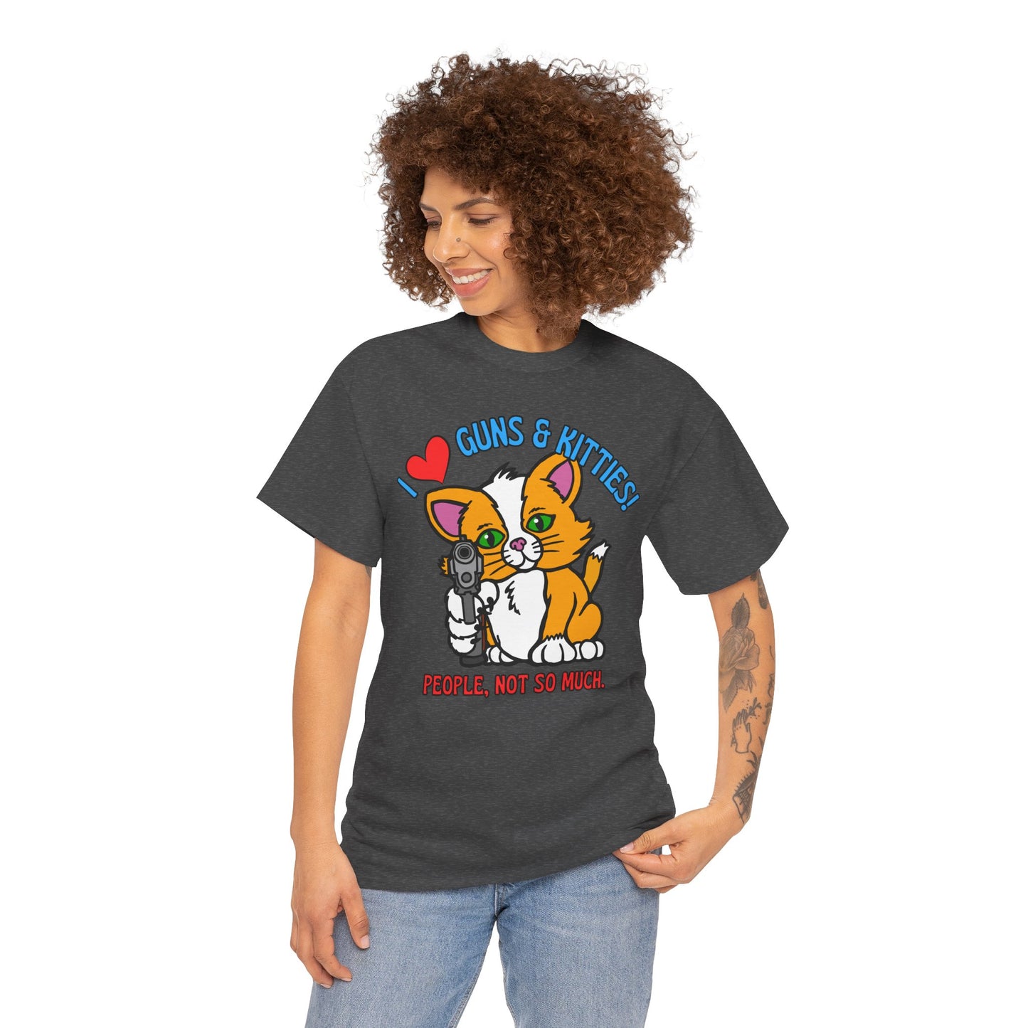 Guns & Kitties! Unisex Heavy Cotton Tee