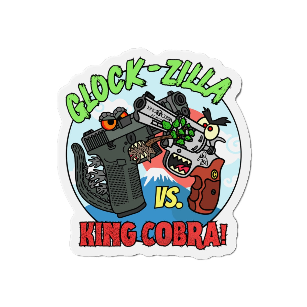 Glock-zilla vs. King Cobra! Die-Cut Magnets