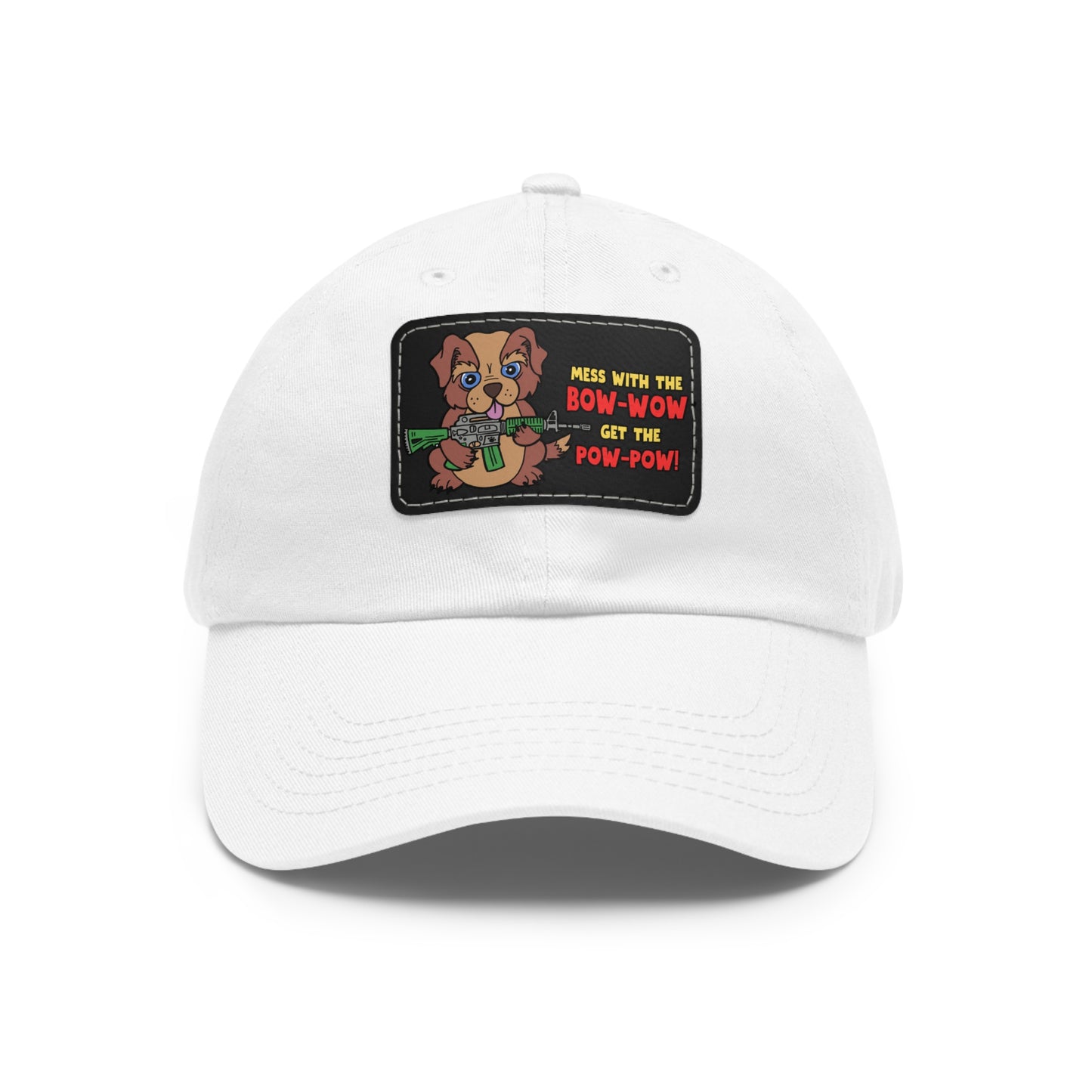 Bow-Wow/Pow-Pow! Dad Hat with Leather Patch (Rectangle)