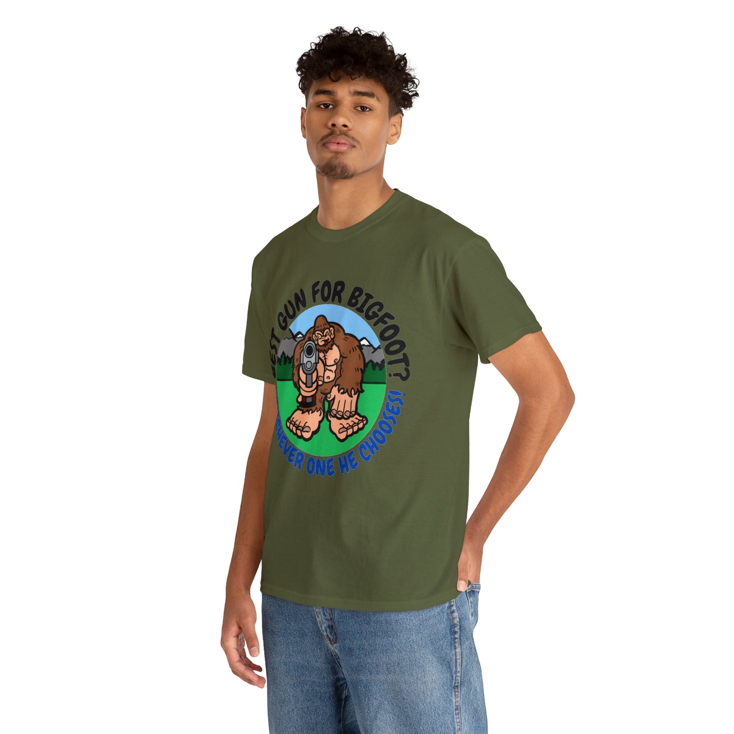 Best Gun for Bigfoot Unisex Heavy Cotton Tee