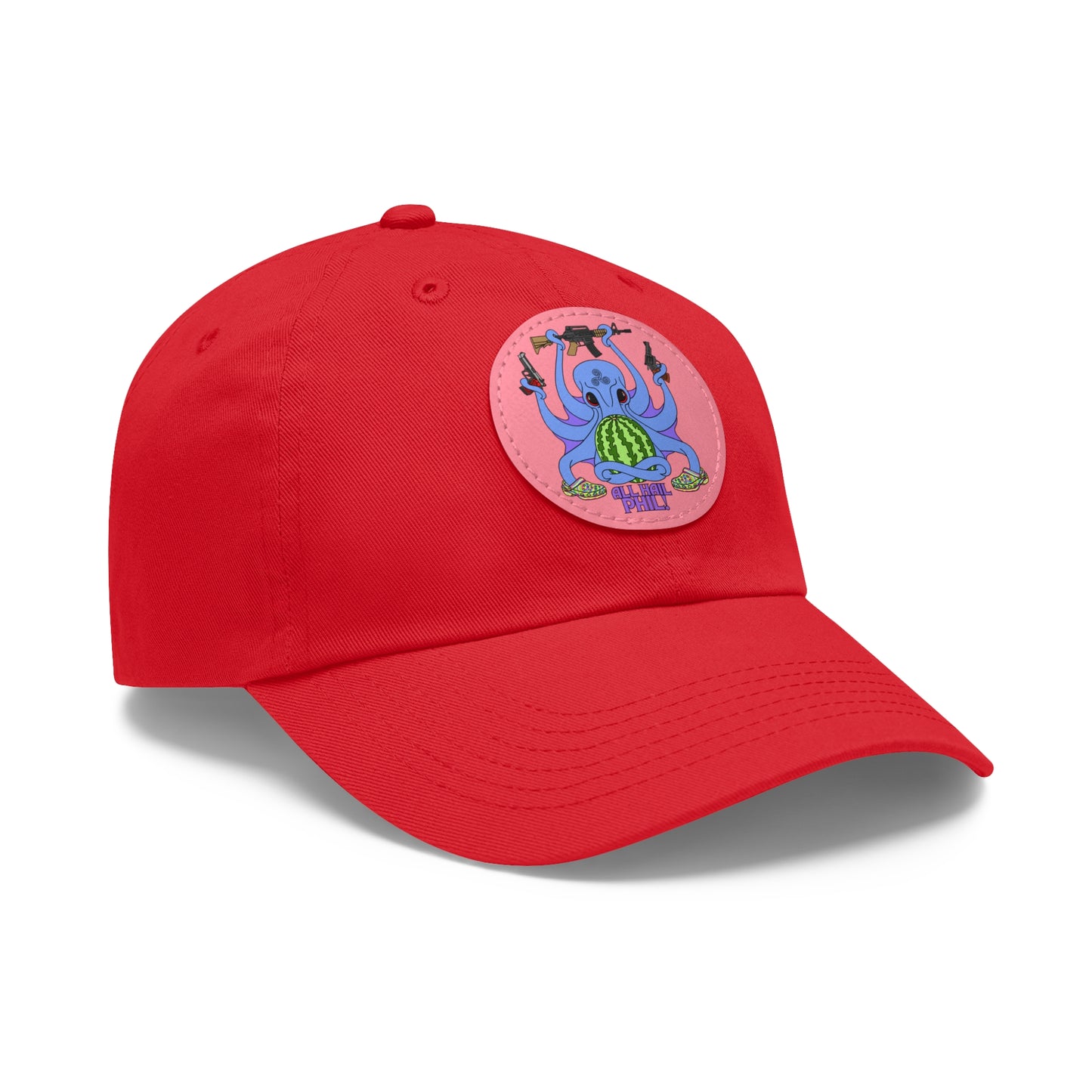 All Hail Phil! (clr) Dad Hat with Leather Patch (Round)