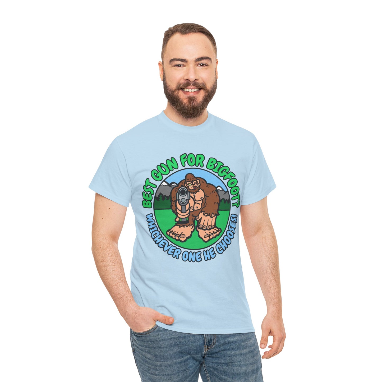 Best Gun for Bigfoot! Unisex Heavy Cotton Tee
