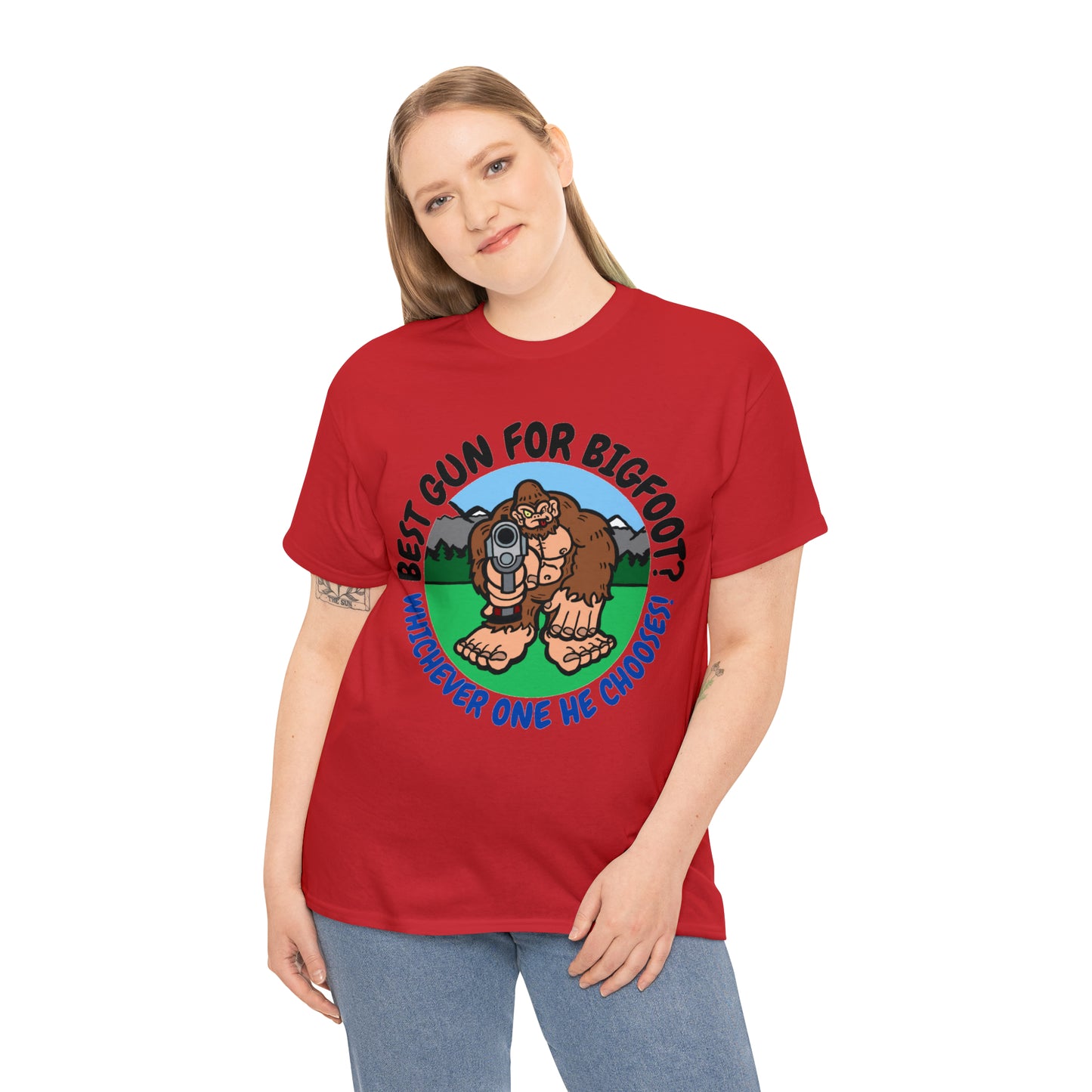 Best Gun for Bigfoot Unisex Heavy Cotton Tee