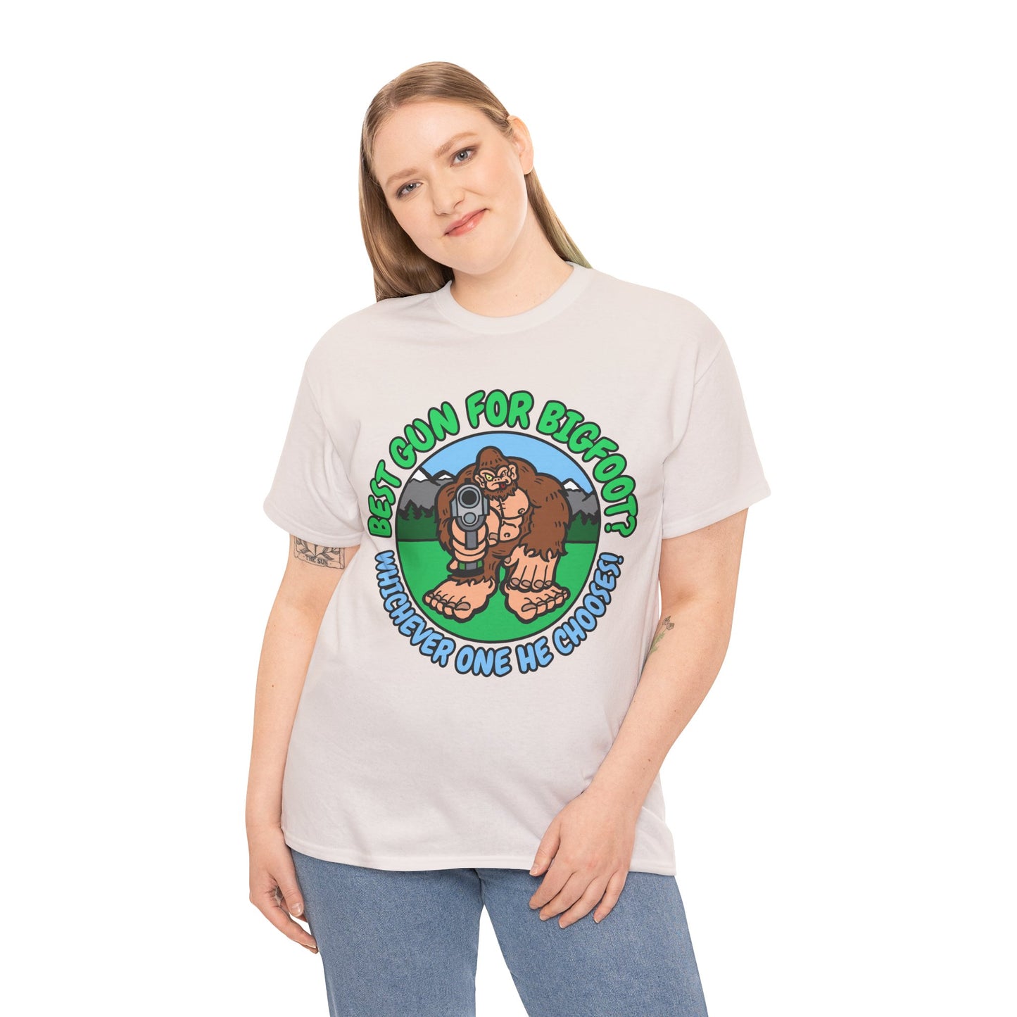 Best Gun for Bigfoot! Unisex Heavy Cotton Tee