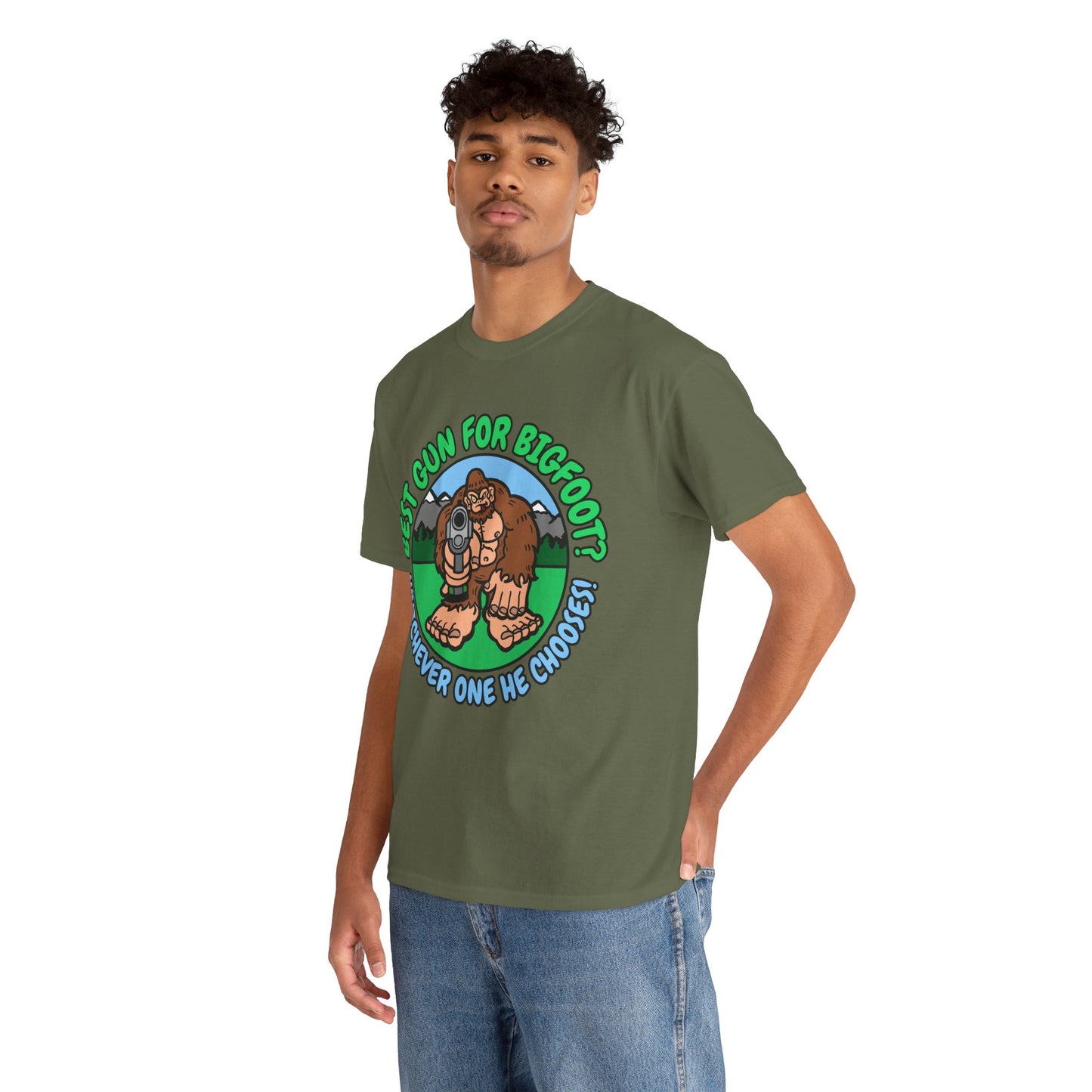 Best Gun for Bigfoot! Unisex Heavy Cotton Tee