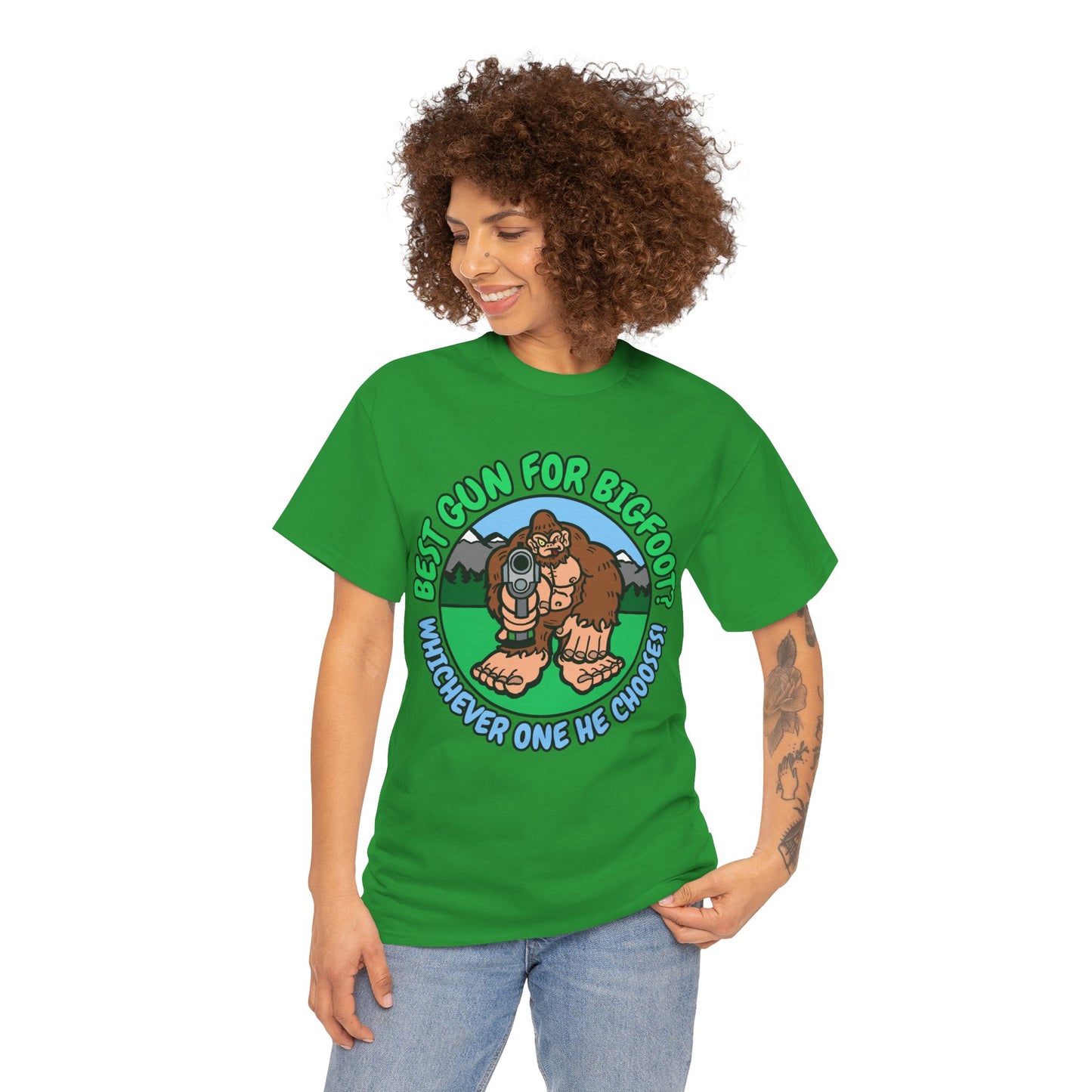 Best Gun for Bigfoot! Unisex Heavy Cotton Tee