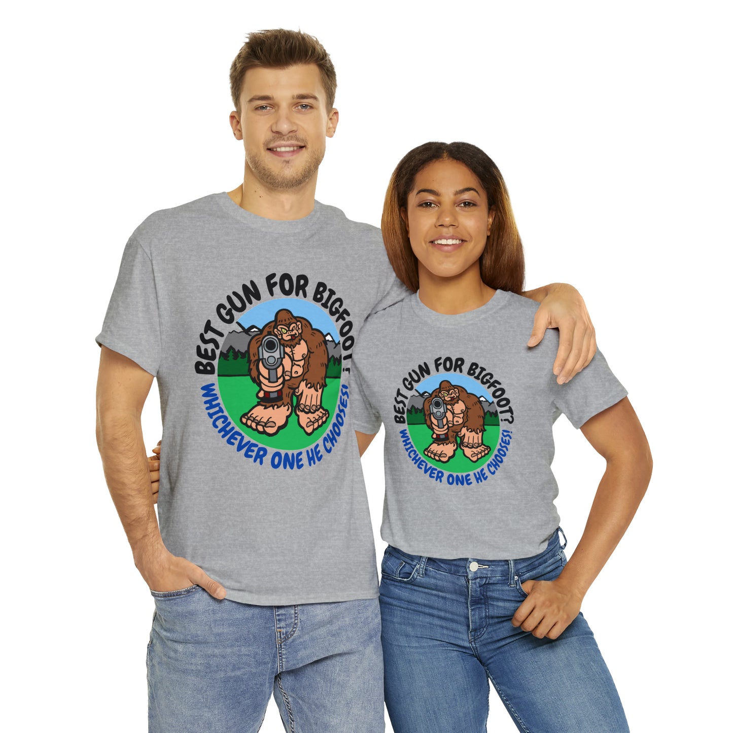 Best Gun for Bigfoot Unisex Heavy Cotton Tee