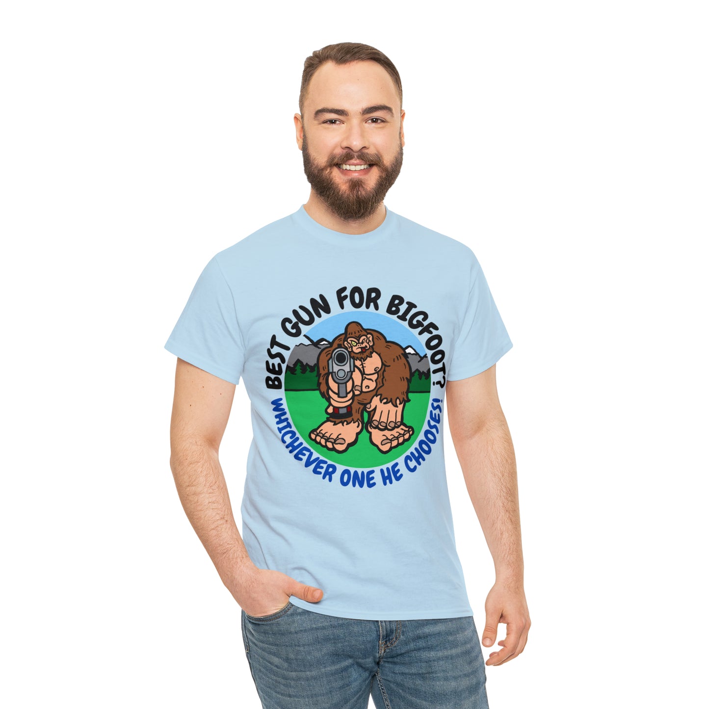 Best Gun for Bigfoot Unisex Heavy Cotton Tee