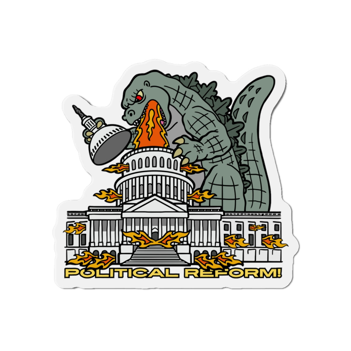 Godzilla Political Reform Die-Cut Magnets,