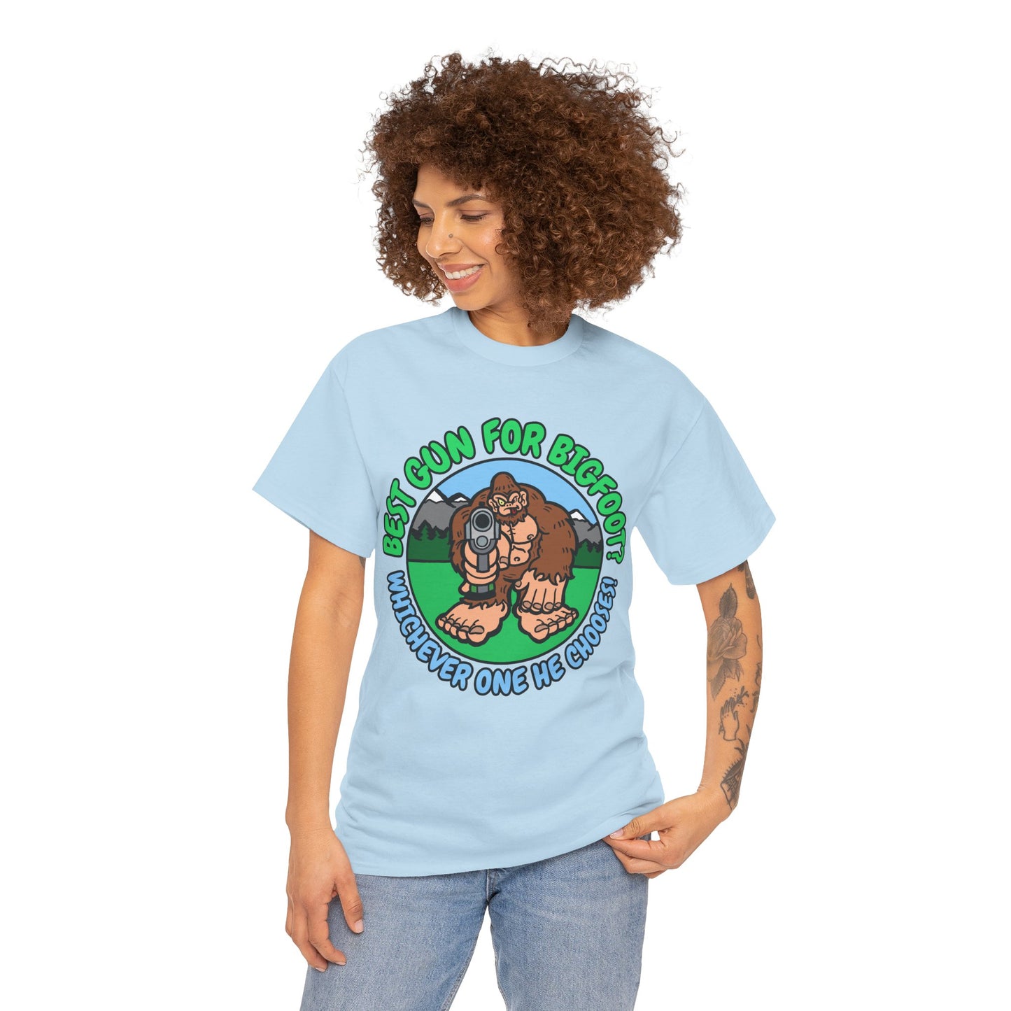 Best Gun for Bigfoot! Unisex Heavy Cotton Tee