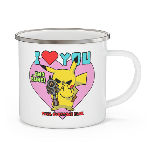 I Love You & Guns! Enamel Camping Mug