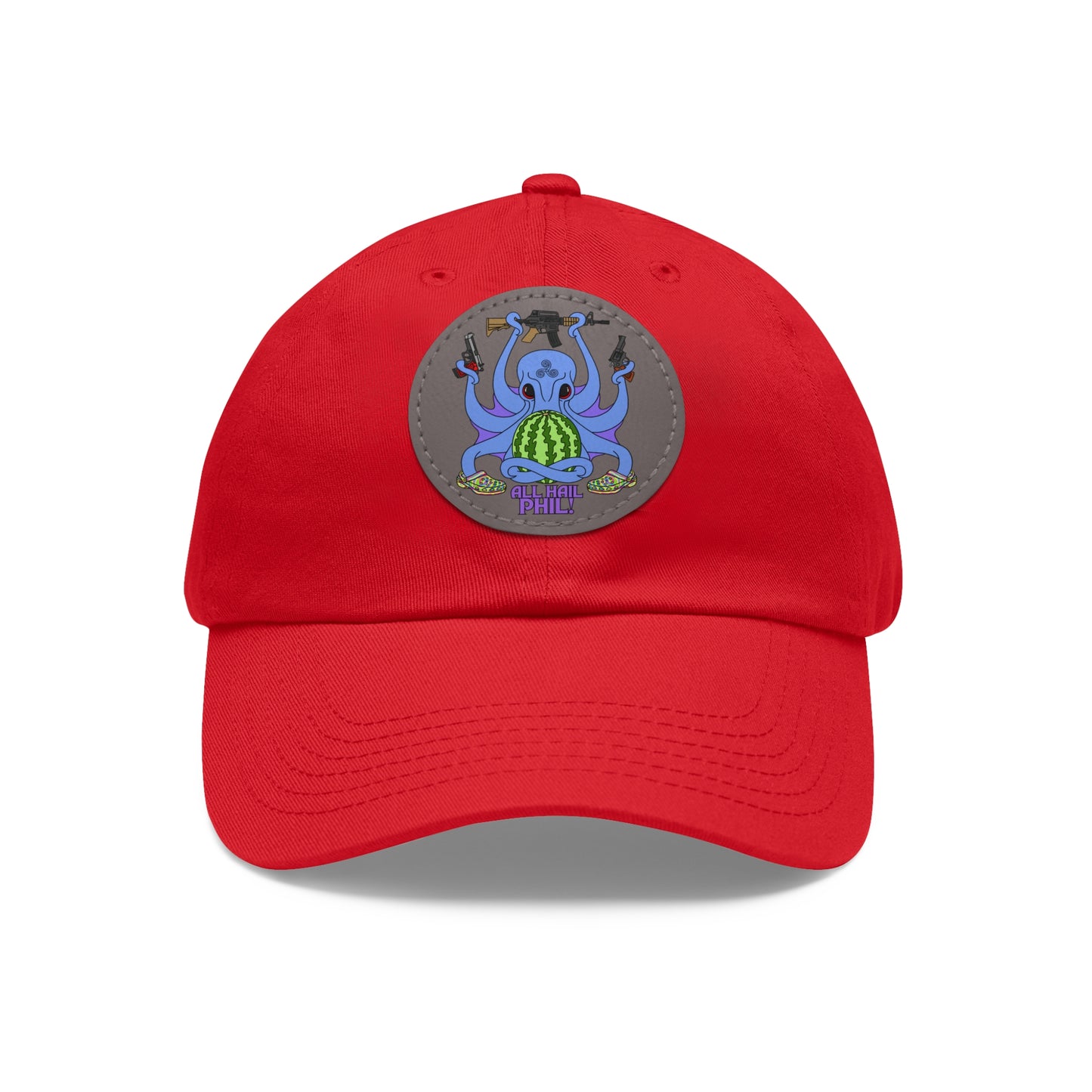 All Hail Phil! (clr) Dad Hat with Leather Patch (Round)