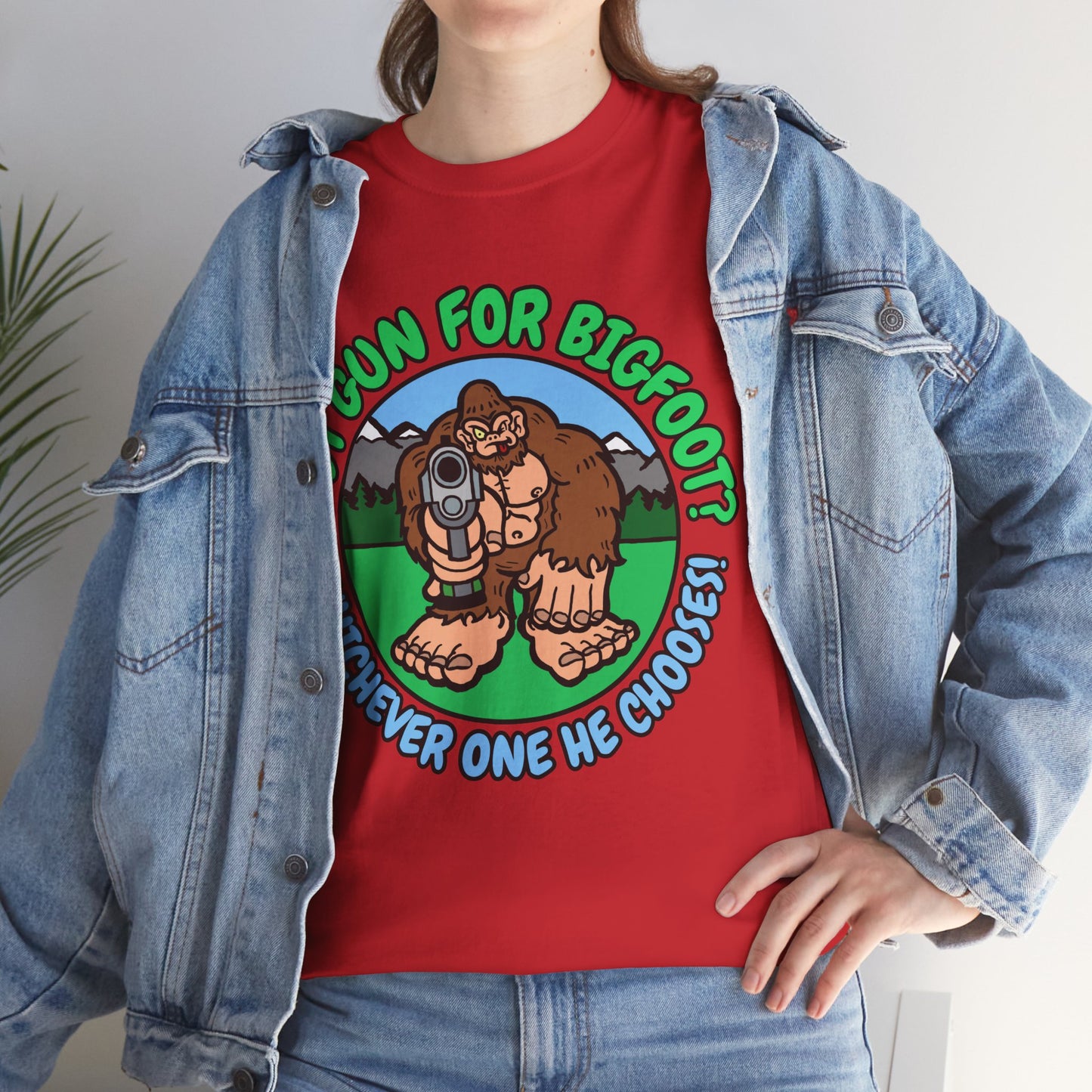 Best Gun for Bigfoot! Unisex Heavy Cotton Tee