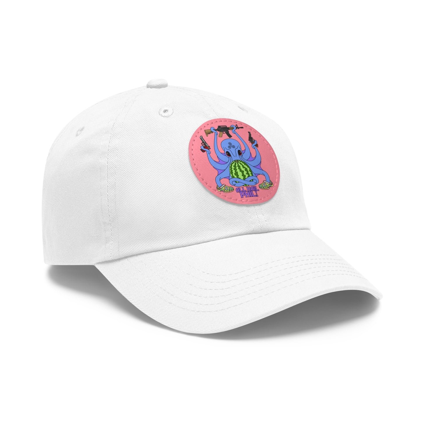 All Hail Phil! (clr) Dad Hat with Leather Patch (Round)